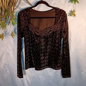 LA II Sexy Black Velvet Top